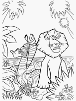 coloriage Madagascar alex le lion et marty le zebre